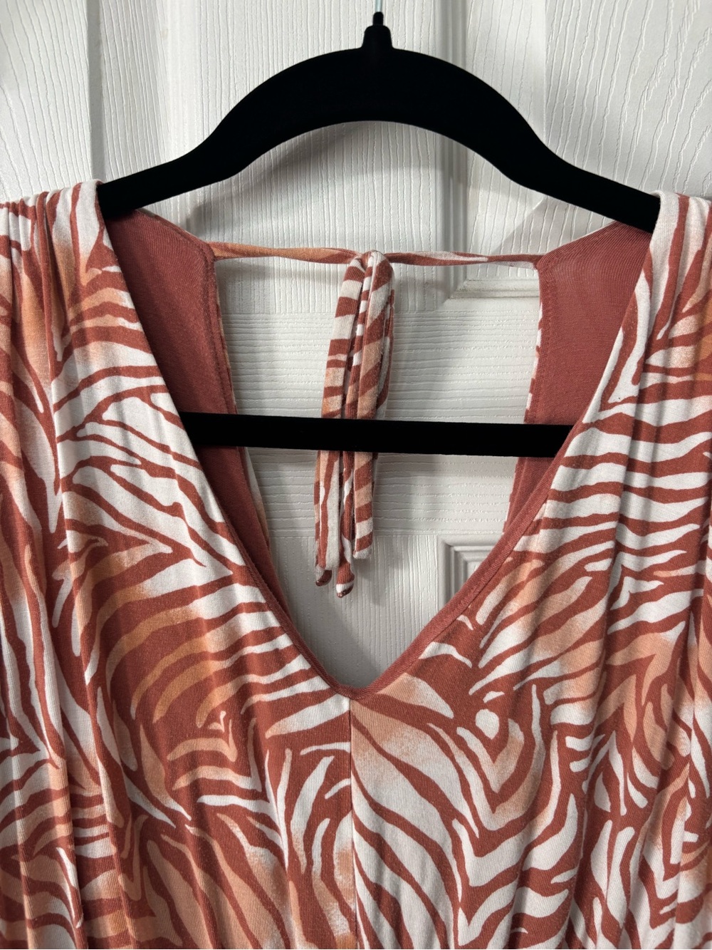 SOMA Weekend Sleeveless Double VNeck Dress Women's Large Pockets Zebra Print - Picture 2 of 10